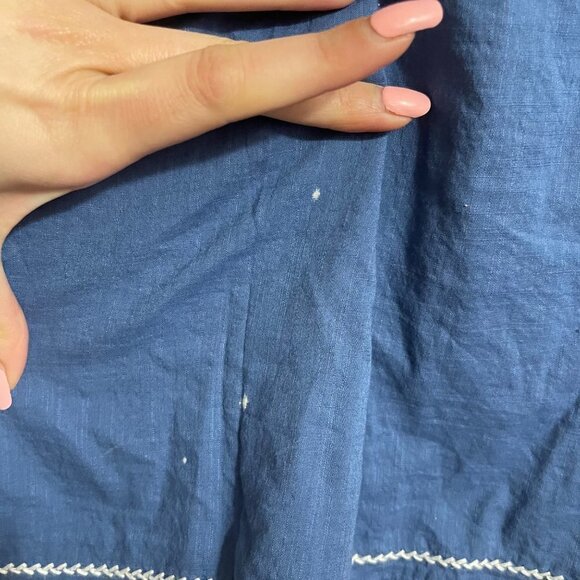 Abercrombie & Fitch Womens Blue Floral Embroidered Smocked Bohemian Blouse Small - Picture 8 of 9